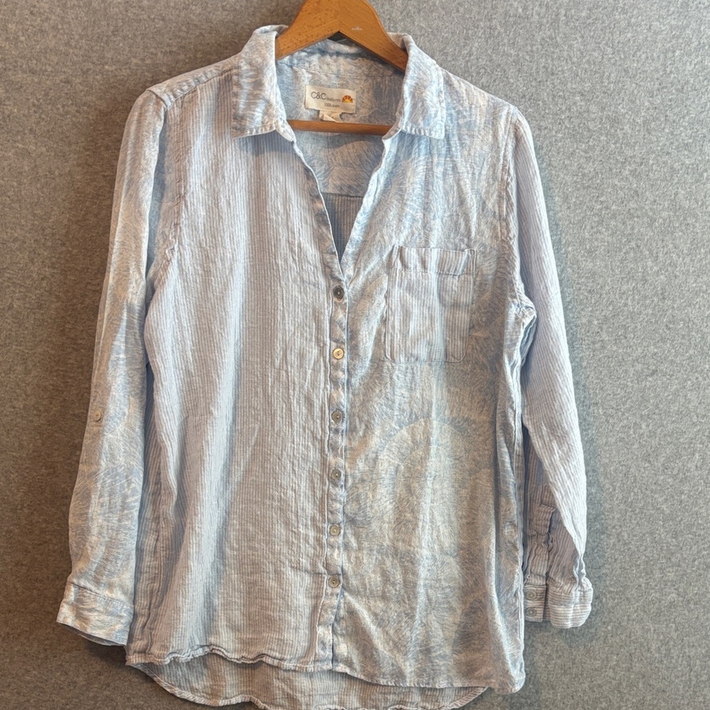 C&C California Sky Blue Linen Shirt size Large